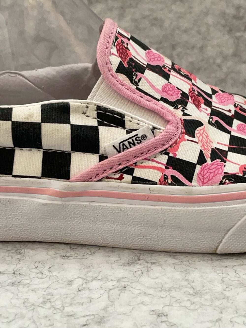 Vans Classic Slip-On Customs Checkered Flamingo Print Shoes - Picture 4 of 11